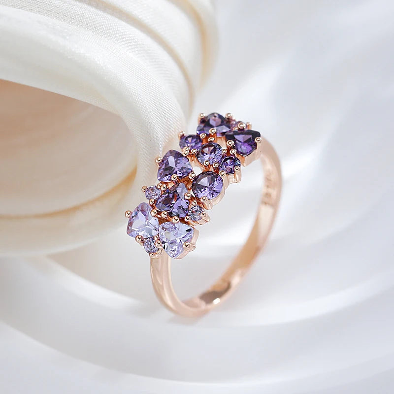 Shiny Purple Zircon Ring 585 Rose Gold