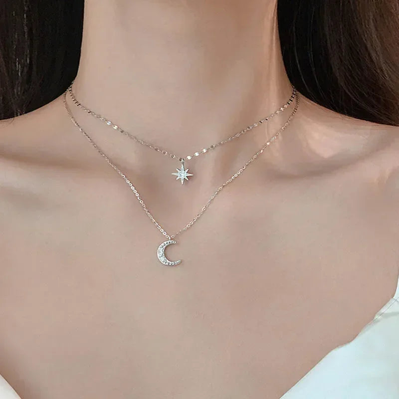 Star Moon Double Layer Necklace