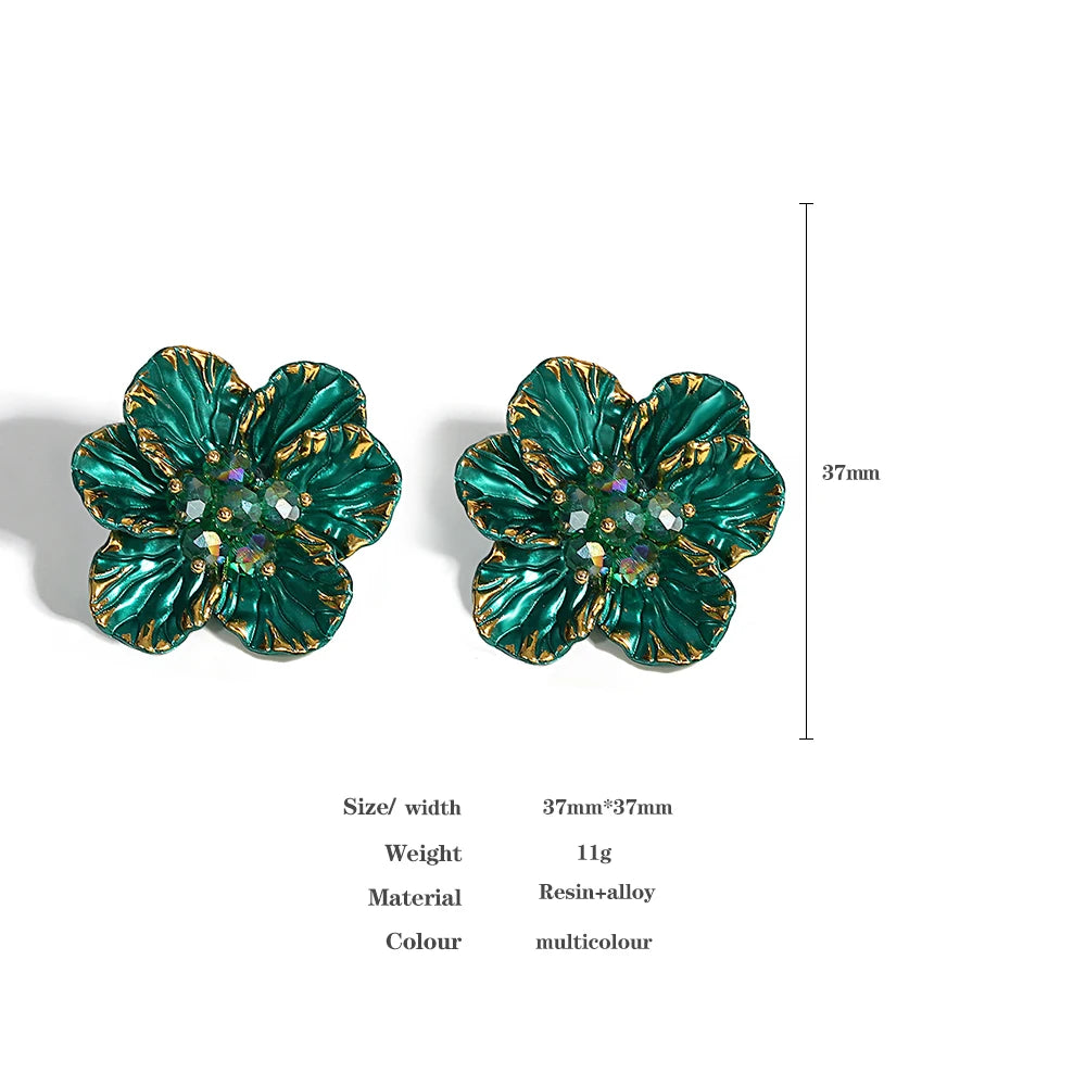 Colorful Petal Flower Stud Earrings