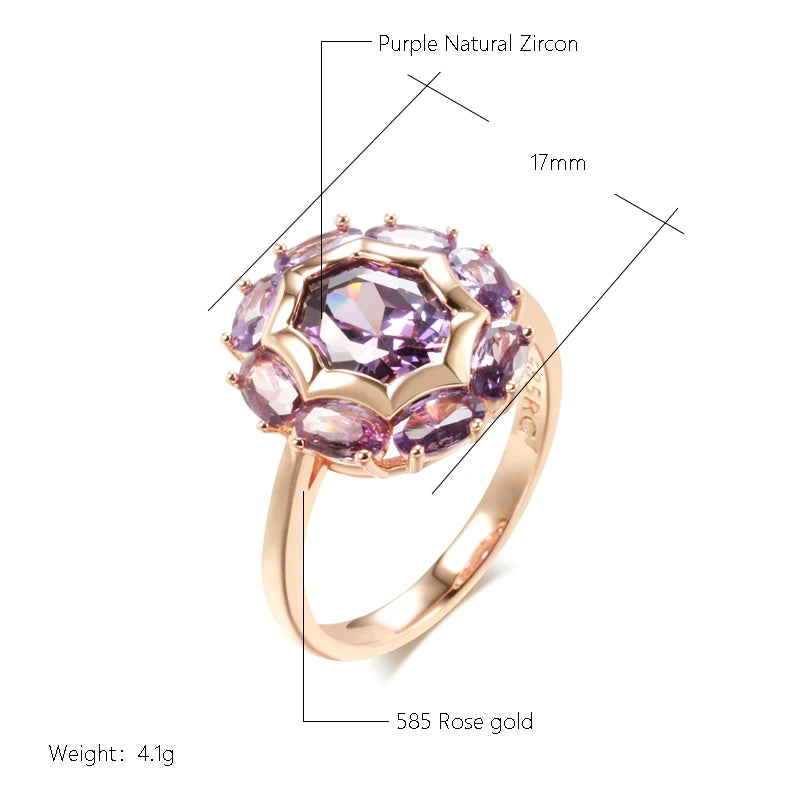 Ovaler lila Zirkon Ring 585 Roségold