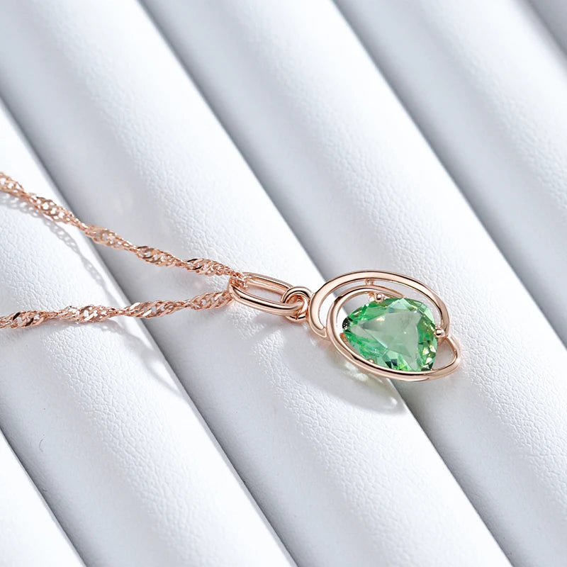 Light Green Stone 585 Rose Gold Necklace