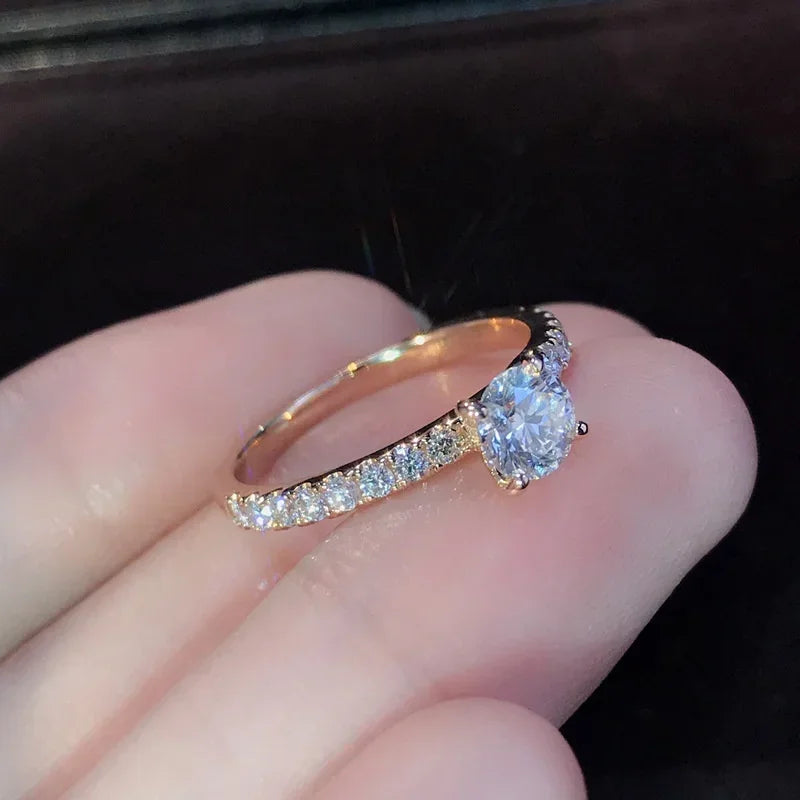 Shiny Crystal Engagement Wedding Ring