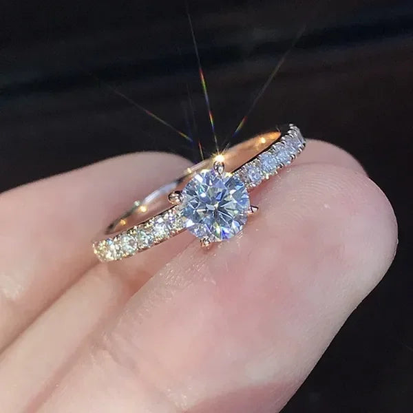 Shiny Crystal Engagement Wedding Ring