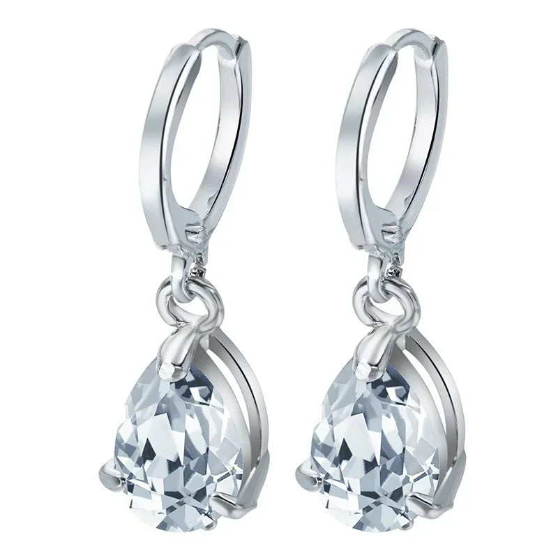 Cubic Zircon Water Drop Earrings