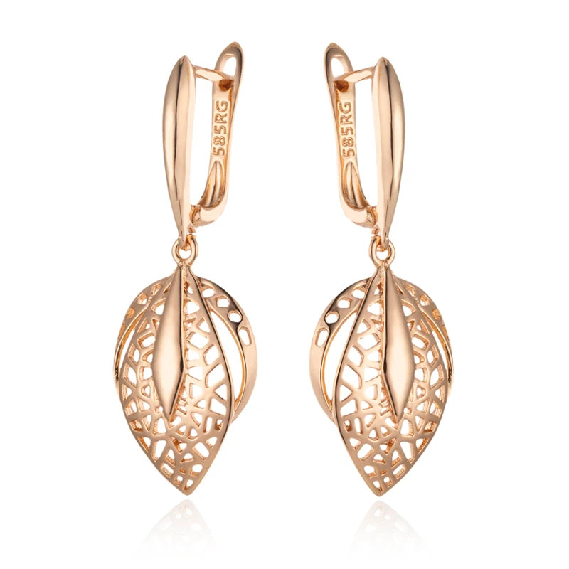 Glossy Hollow Geometric 585 Rose Gold Earrings