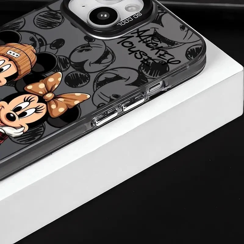 Kostenloses Geschenk - Mickey Minnie Vollbild iPhone Cover - Schwarz