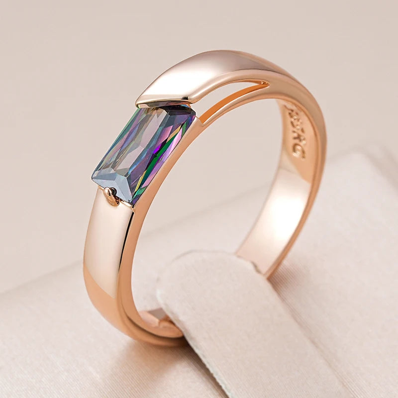 Square Zircon Ring 585 Rose Gold