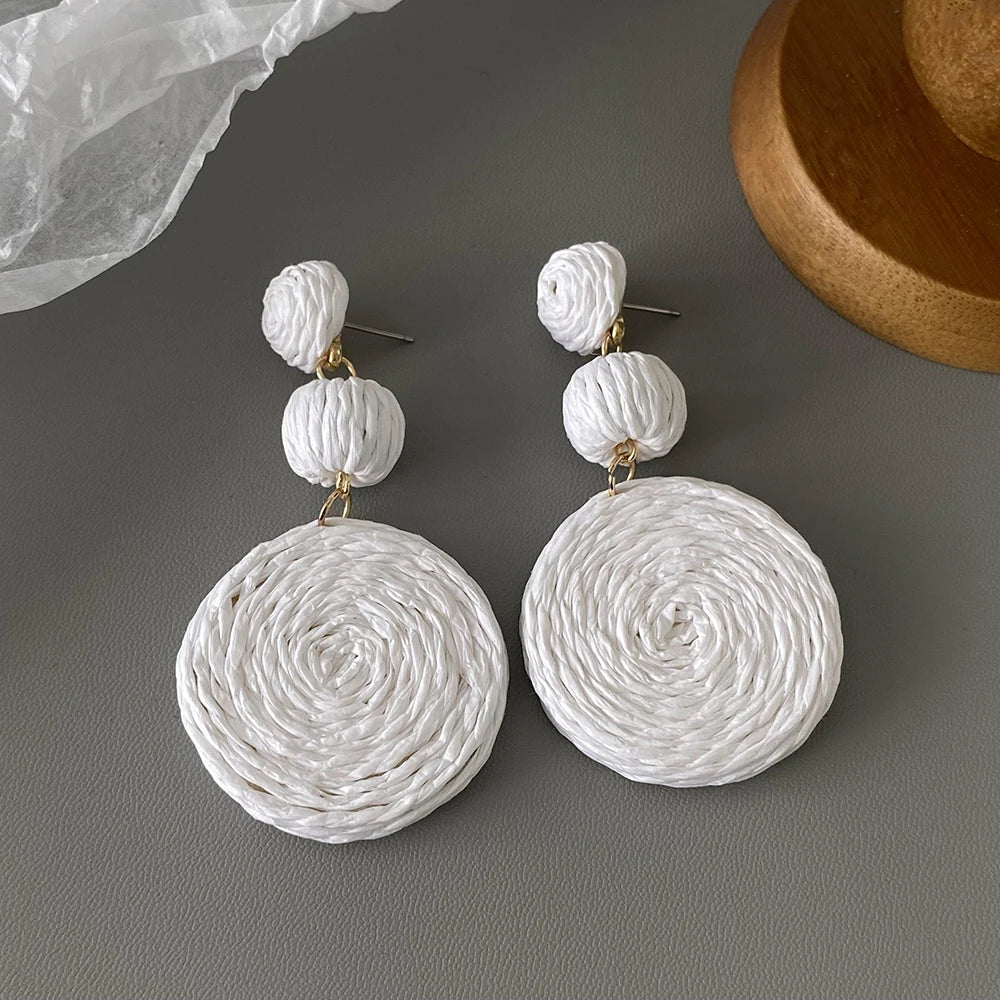 Rattan Knit Braided Tassel Earrings