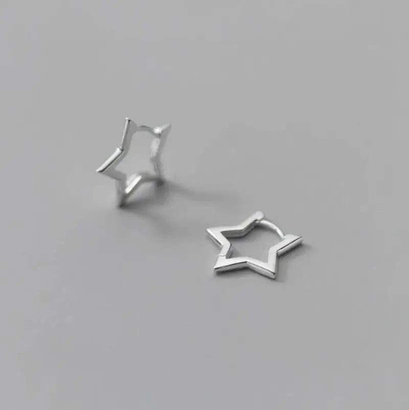 Glossy Hollow Star Hoop Earrings