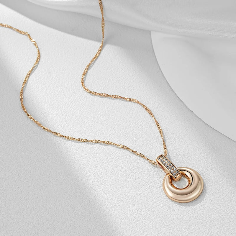 Glossy Hoop Pendant 585 Rose Gold Necklace