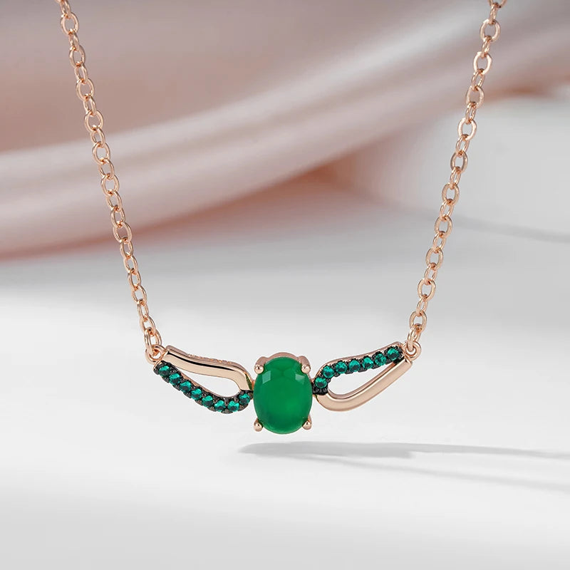 Dark Green Zircon 585 Rose Gold Necklace