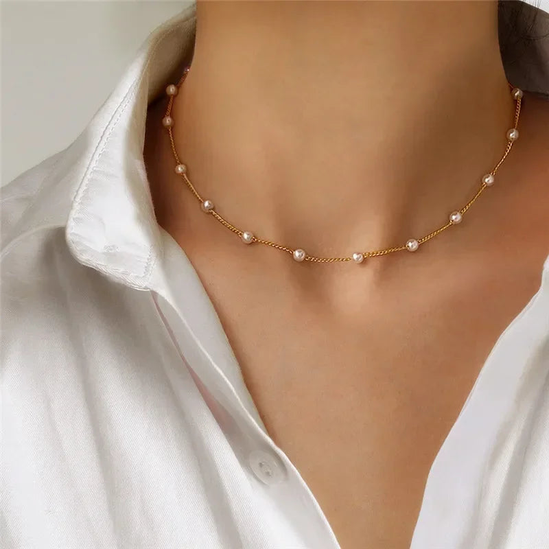 Pearl Necklace Clavicle Chain