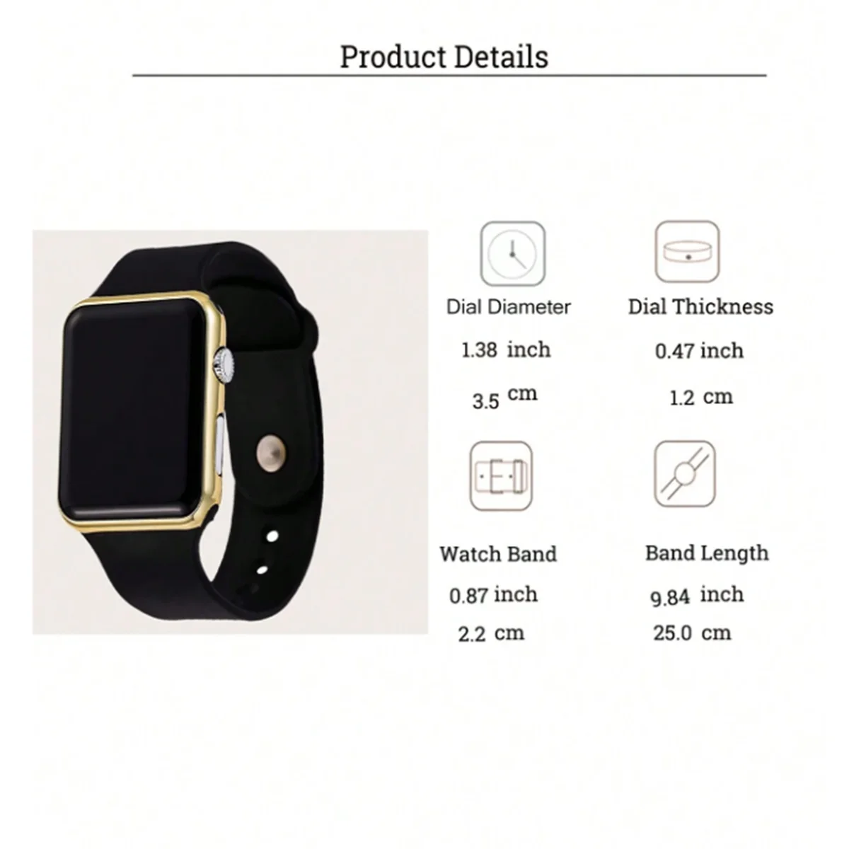 Free Gift - Black Plastic Strap Square Electronic Watch