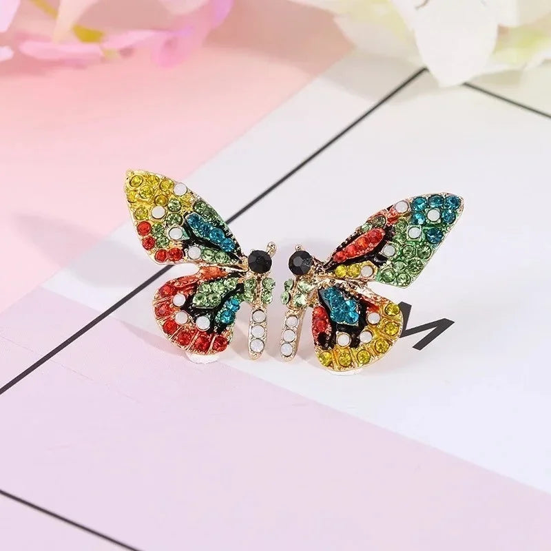 Colorful Crystal Butterfly Ear Studs