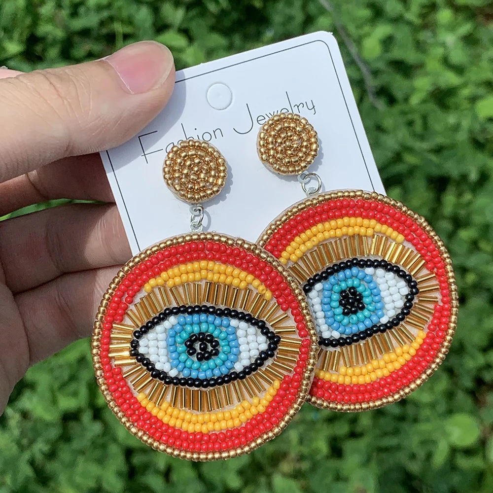 Vintage Evil Eye Beaded Earrings