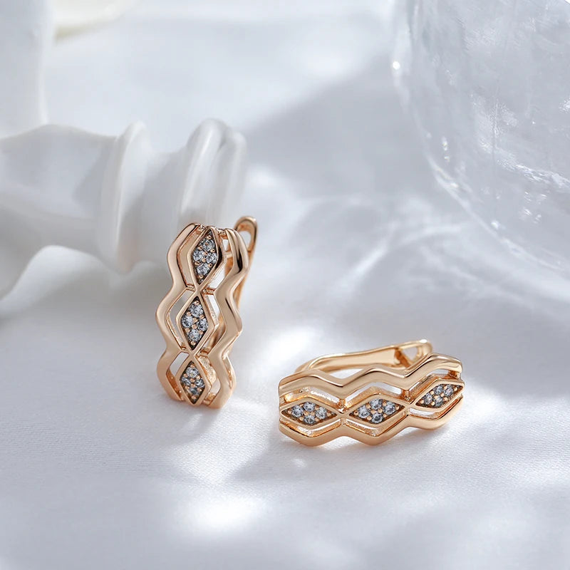 Geometry Square Zircon 585 Rose Gold Earrings