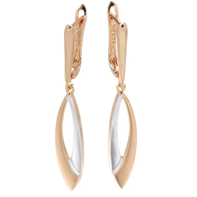 Elegant Long Drop 585 Rose Gold Earrings