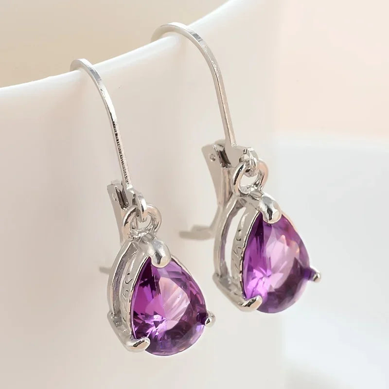 Cubic Zircon Water Drop Earrings