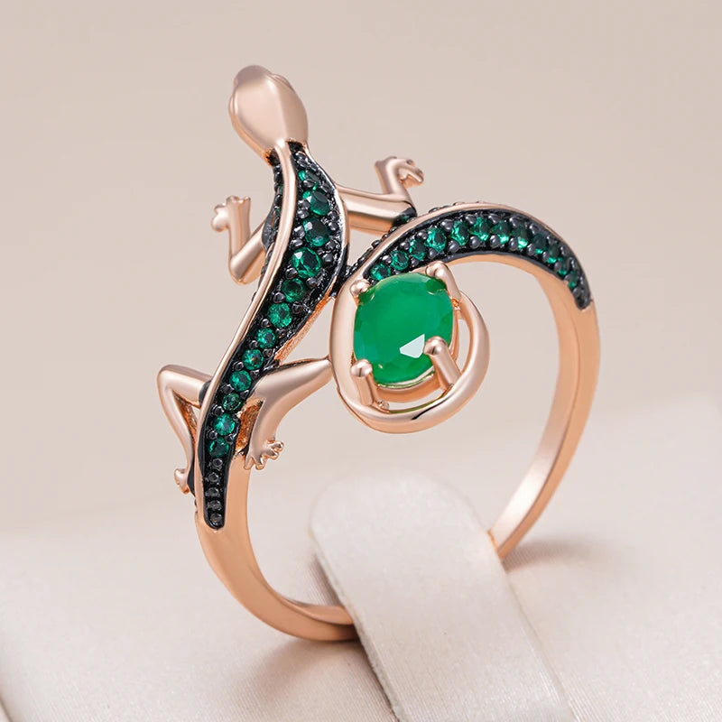 Green Lizard Zircon Ring 585 Rose Gold