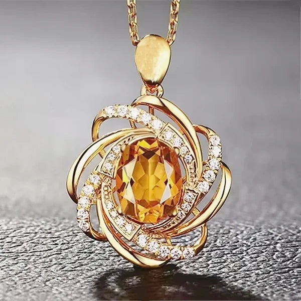 Citrine Pendant Necklace for Women