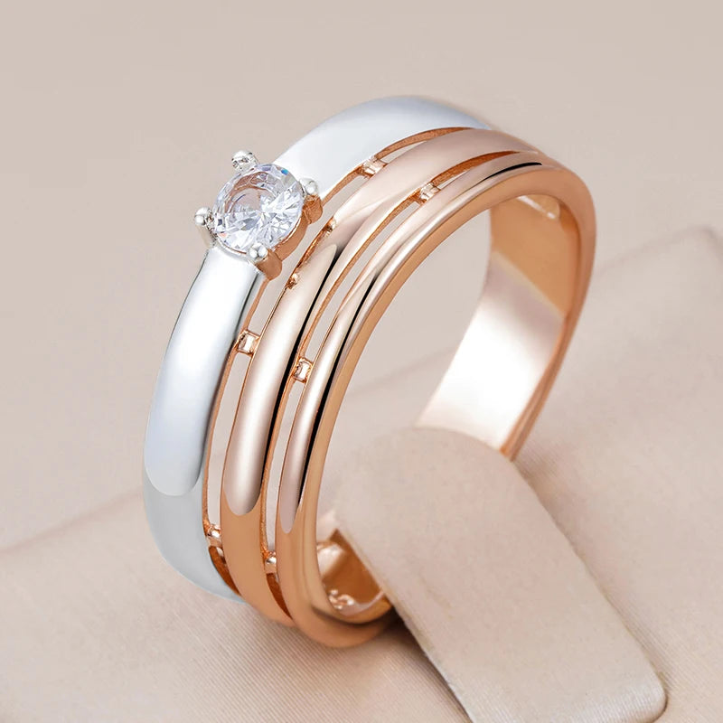 Wide Zircon Ring 585 Rose Gold