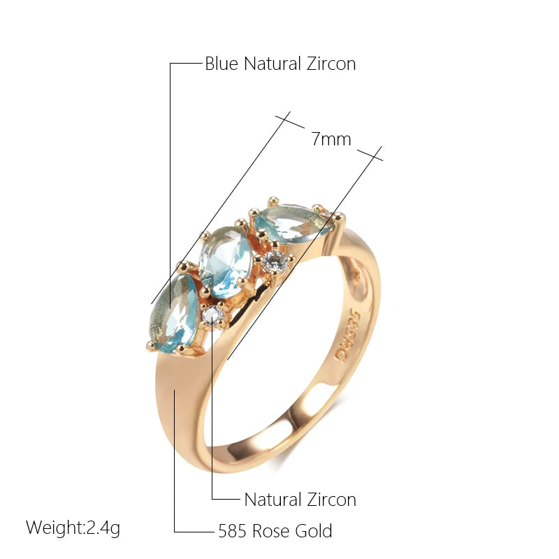 Blue Zircon Ring 585 Rose Gold