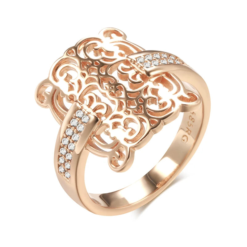 Square Zircon Ring 585 Rose Gold