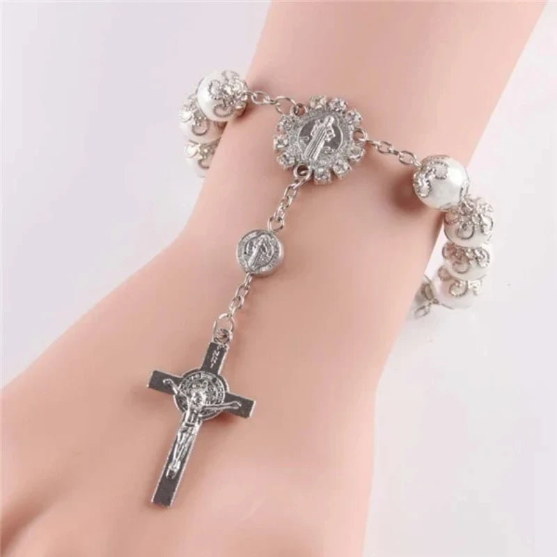 Cross Rosary Bead Bracelet