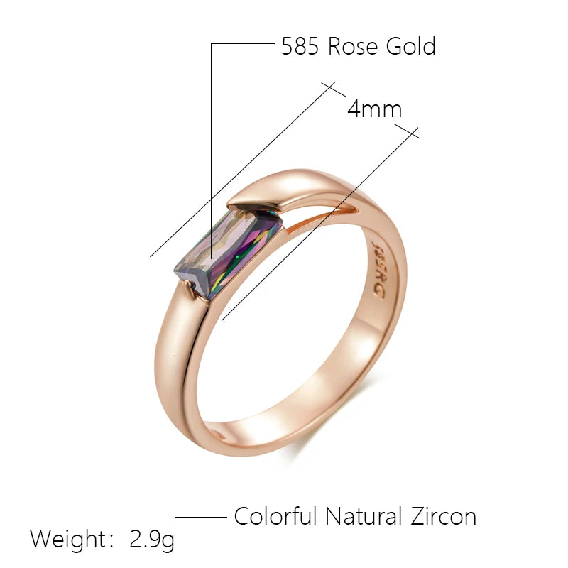 Square Zircon Ring 585 Rose Gold