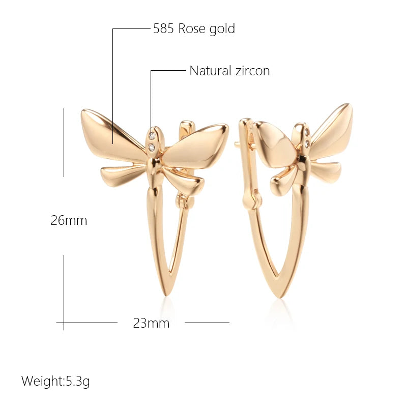 Glossy Dragonfly 585 Rose Gold Earrings