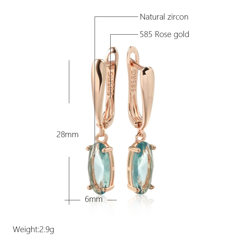 Simple Green Zircon 585 Rose Gold Earrings