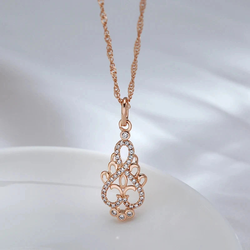 Vintage Boho Zircon 585 Rose Gold Necklace