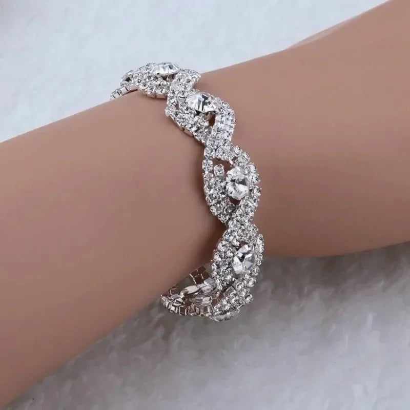 Luxury Rhinestone Silver Bracelet Women