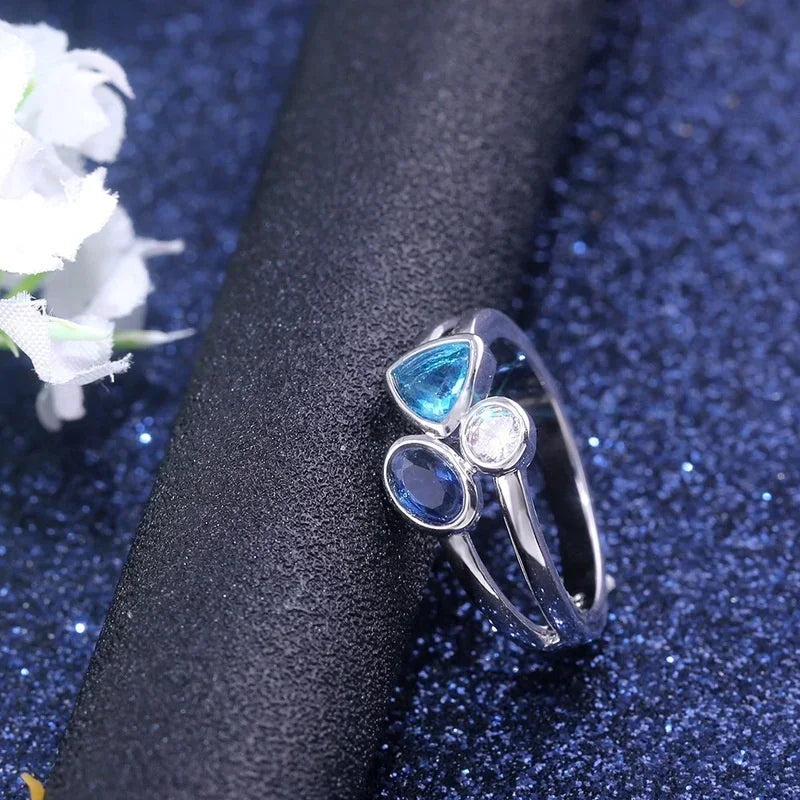 Irregular Tricolor Stone Party Ring