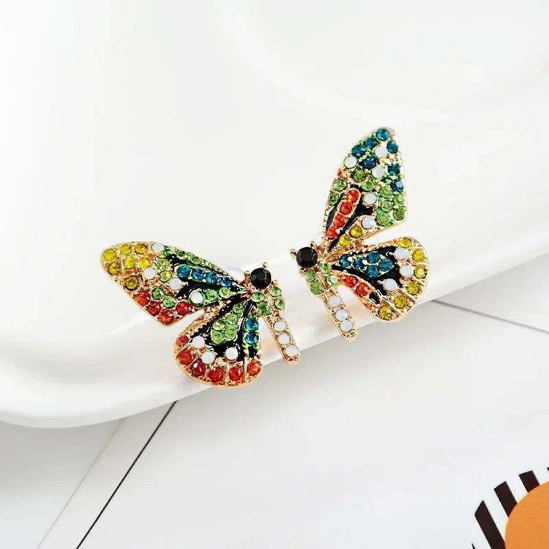 Colorful Crystal Butterfly Ear Studs