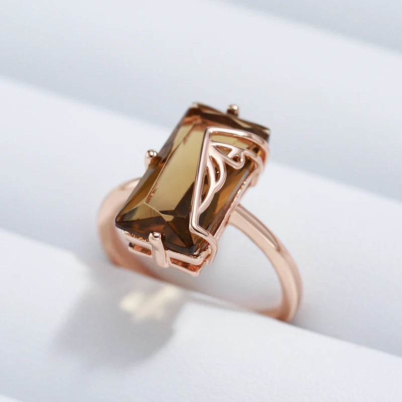 Hellbrauner Zirkon Ring 585 Roségold