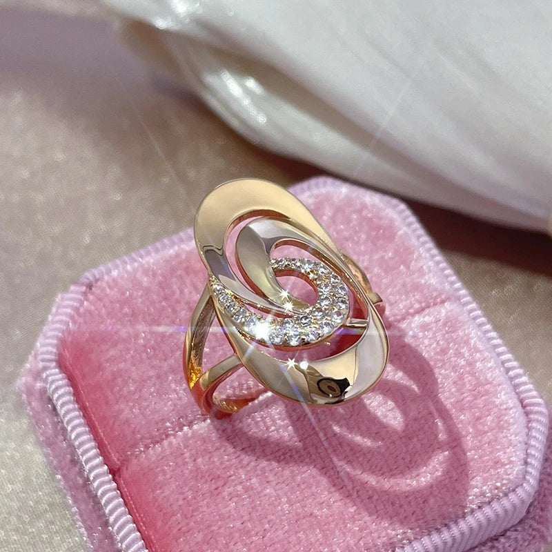 Minimalistischer Zirkon Geometrie Ring 585 Roségold