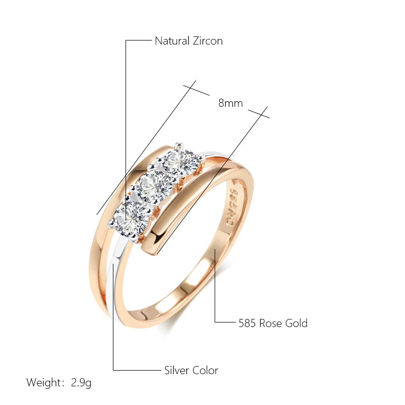 Three White Zircon Ring 585 Rose Gold