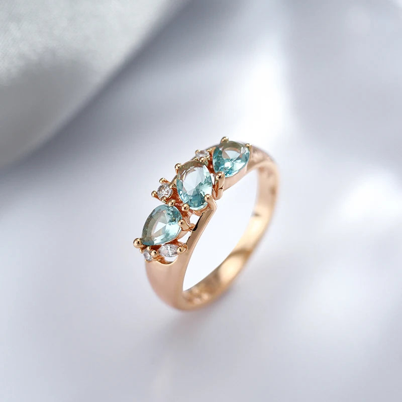 Blue Zircon Ring 585 Rose Gold