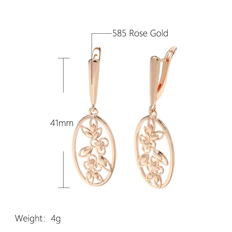 Vintage Hollow Flower 585 Rose Gold Earrings