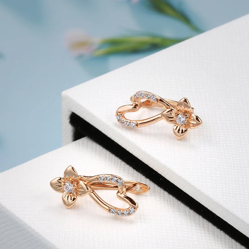 Luxury Crystal Flower 585 Rose Gold Earrings