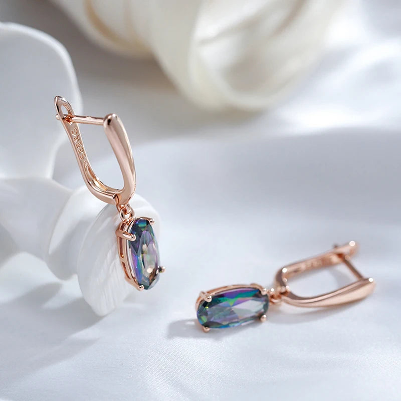 Colorful Zircon 585 Rose Gold Drop Earrings