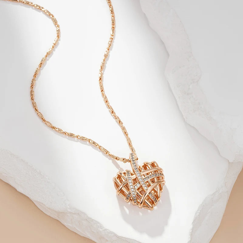 Hollow Love Shape 585 Rose Gold Necklace