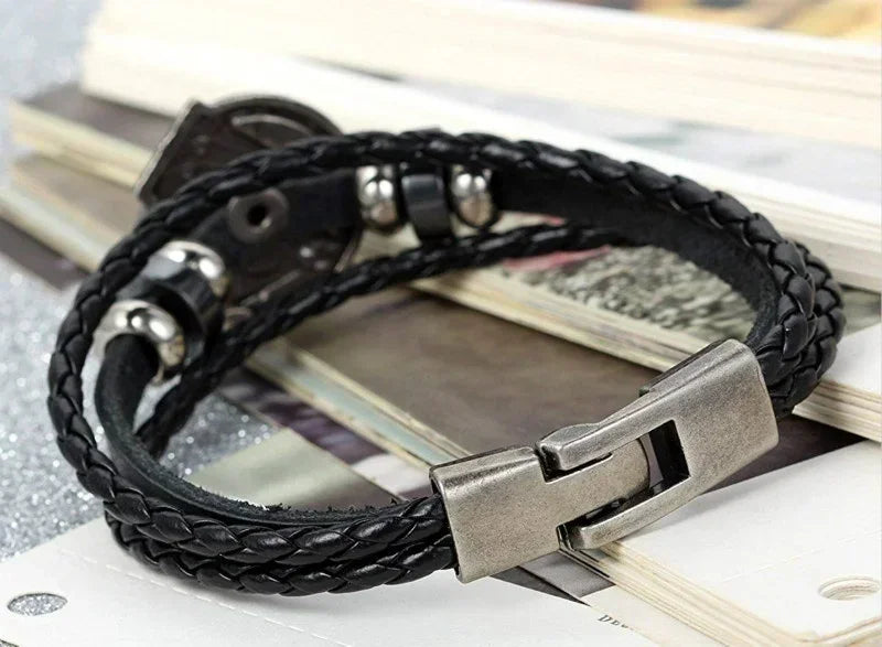 Vintage Poker Leather Bracelet Men