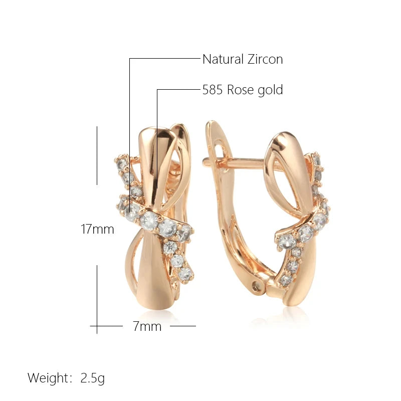 Cute Bowknot 585 Rose Gold Zircon Earrings