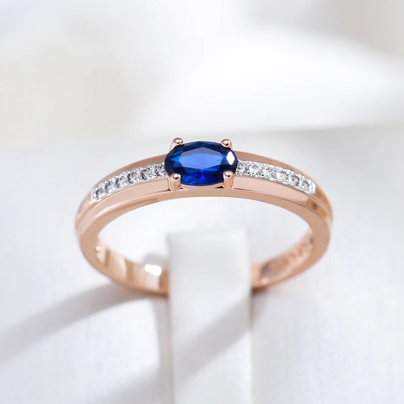 Blue Zircon Ring 585 Rose Gold