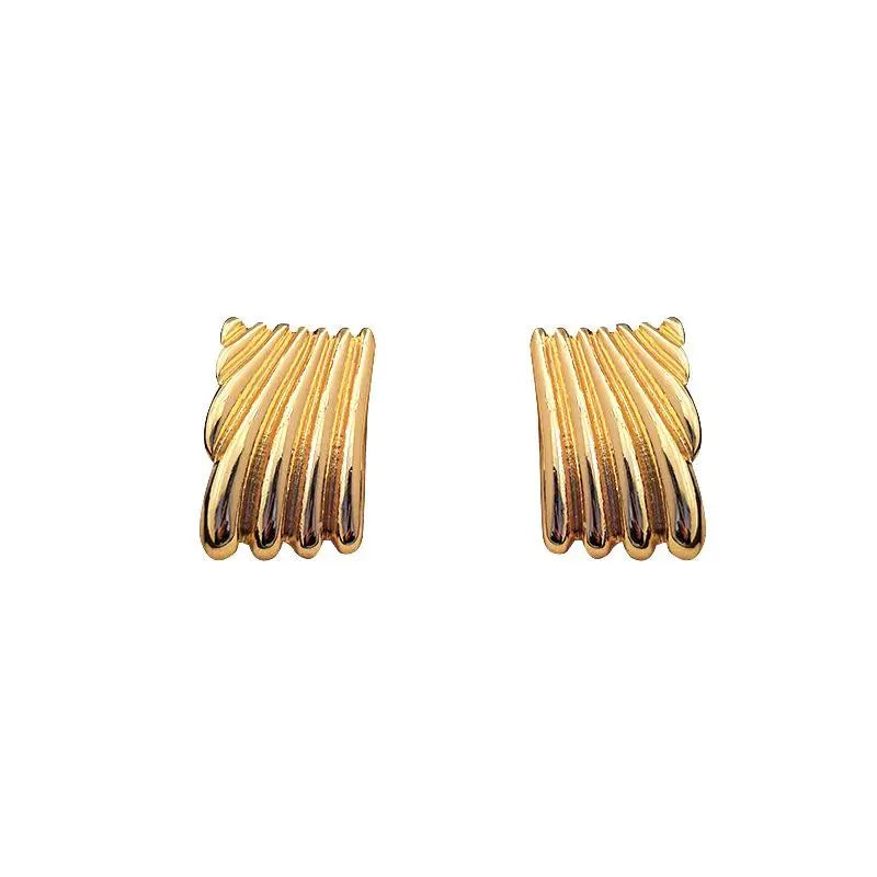 Punk Rectangular Ribbed Earrings for Women