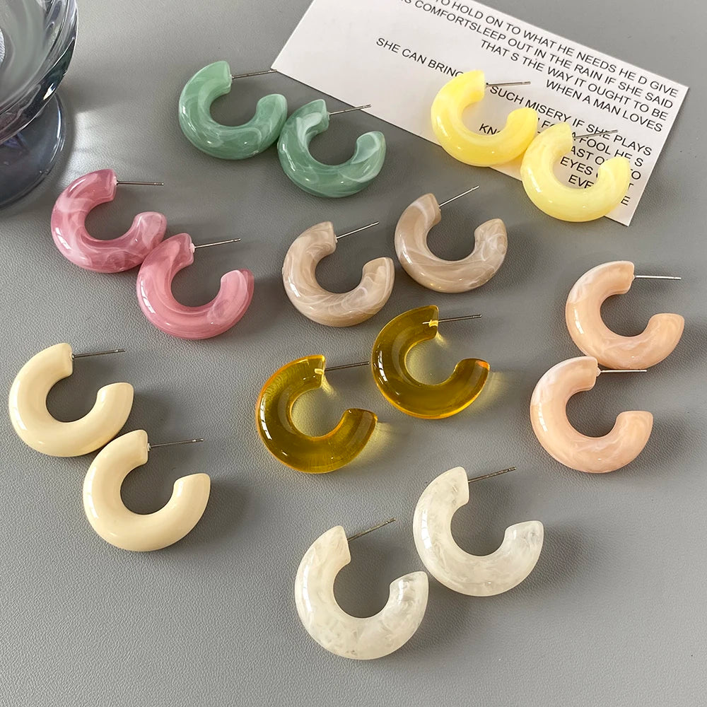 Chunky Acrylic C-Shaped Hoops