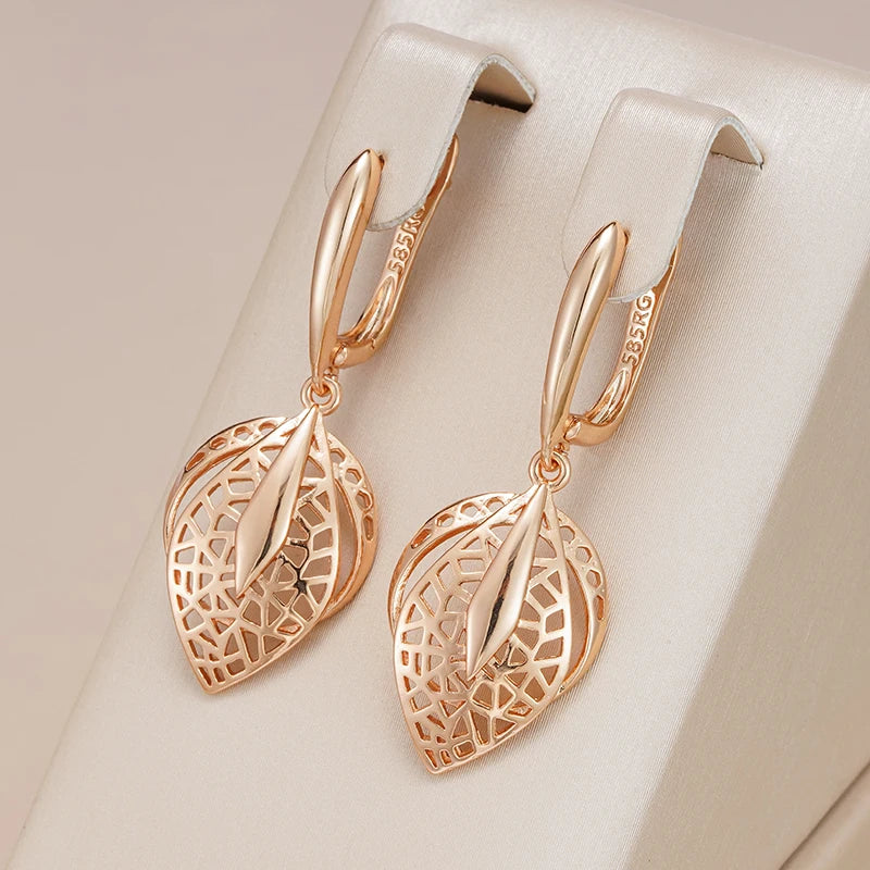 Glossy Hollow Geometric 585 Rose Gold Earrings