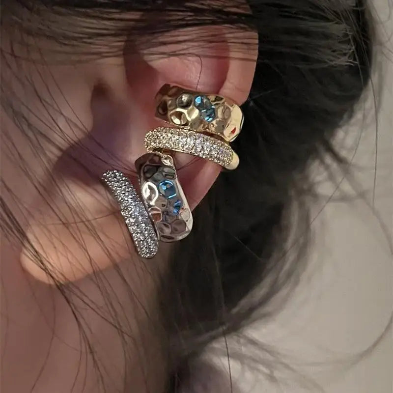 Double-Layer Zircon Ear Cuff